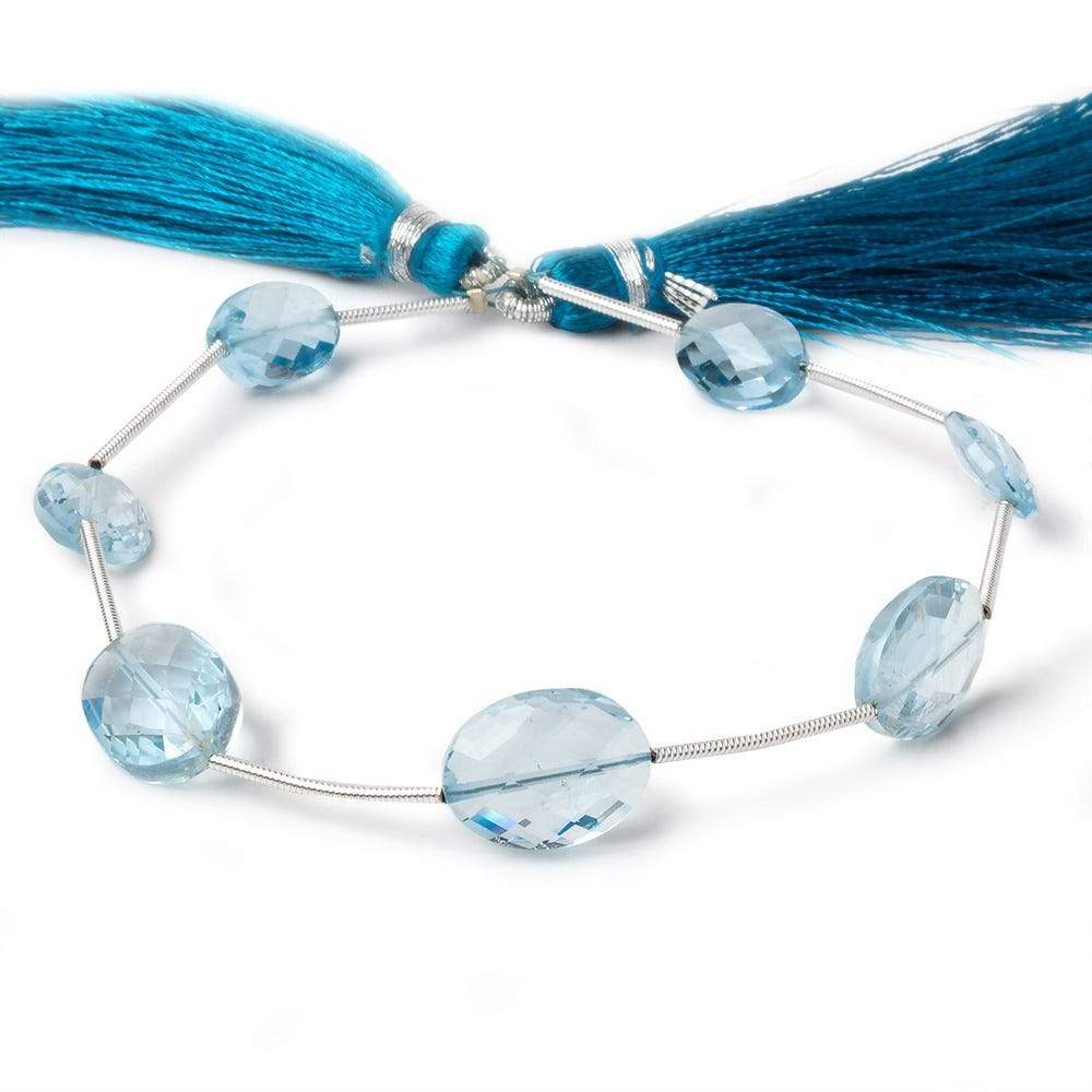 10x7-13x10mm Sky Blue Topaz faceted oval beads 8 inch 7 pieces AA (ONLINE ORDER ONLY)
