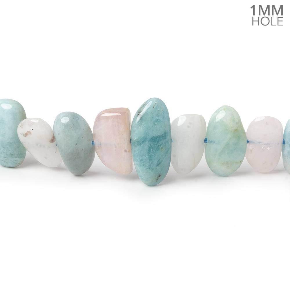 10x7-14x7mm Multi Beryl side drilled elongated plain nuggets 16 inch 55 large hole beads AA (ONLINE ORDER ONLY)