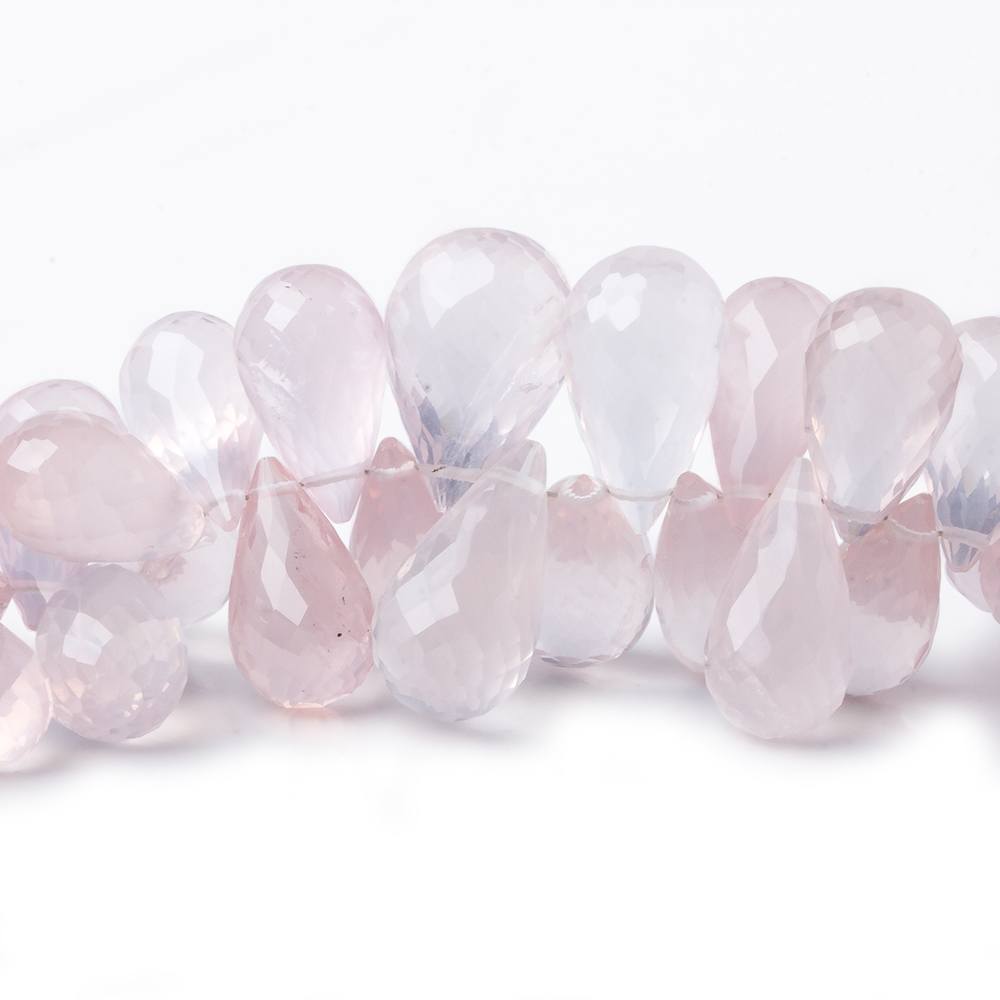 10x7-17x9mm Rose Quartz Tear Drop Briolette 8 inch 60 beads AAA (ONLINE ORDER ONLY)