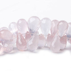 10x7-17x9mm Rose Quartz Tear Drop Briolette 8 inch 60 beads AAA (ONLINE ORDER ONLY)