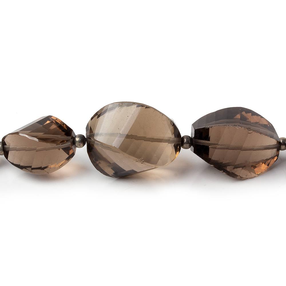 10x7.5-16x11mm Smoky Quartz Barrel Faceted Twist beads 6.5 inches 12 pieces AA (ONLINE ORDER ONLY)