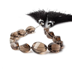 10x7.5-16x11mm Smoky Quartz Barrel Faceted Twist beads 6.5 inches 12 pieces AA (ONLINE ORDER ONLY)