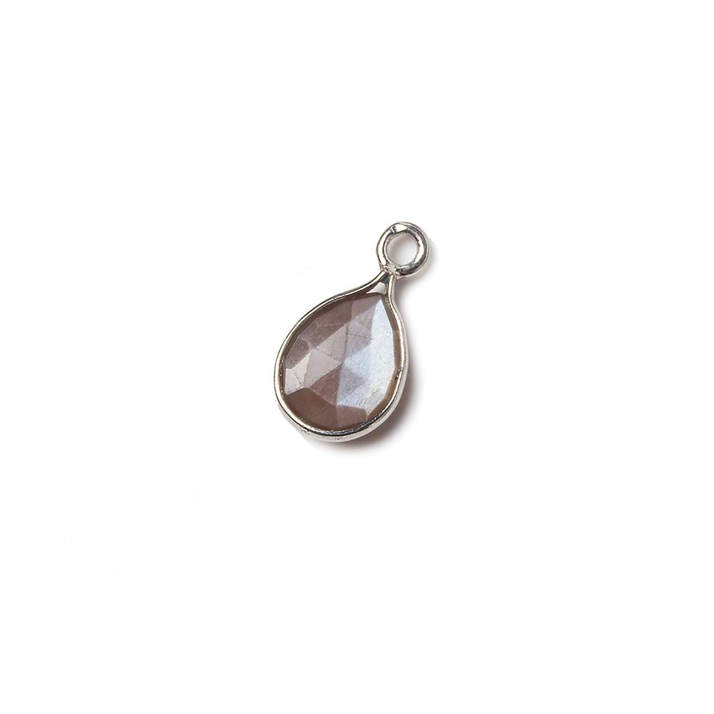 10x7mm Sterling Silver Bezel Chocolate Moonstone faceted pear Petite Pendant 1 piece (ONLINE ORDER ONLY)