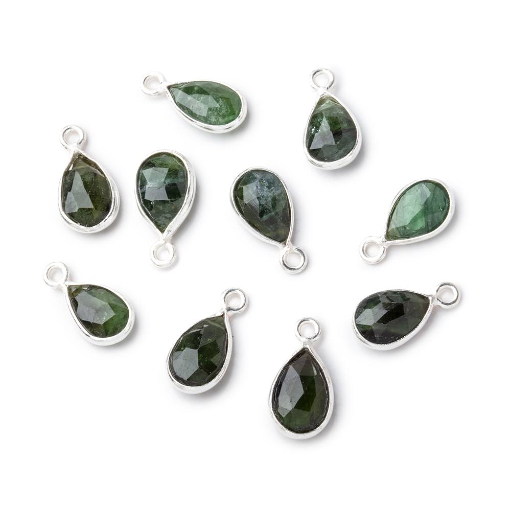 10x7mm Sterling Silver Bezel Green Tourmaline Faceted Pear 1 Pendant (ONLINE ORDER ONLY)