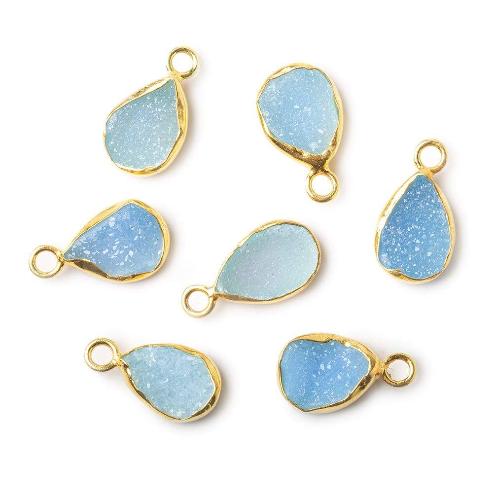10x7mm Vermeil Bezel Blue Drusy Pear Pendant 1 piece (ONLINE ORDER ONLY)