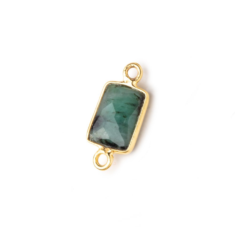 10x7mm Vermeil Bezel Emerald Faceted Rectangle Connectors 1 piece (ONLINE ORDER ONLY)