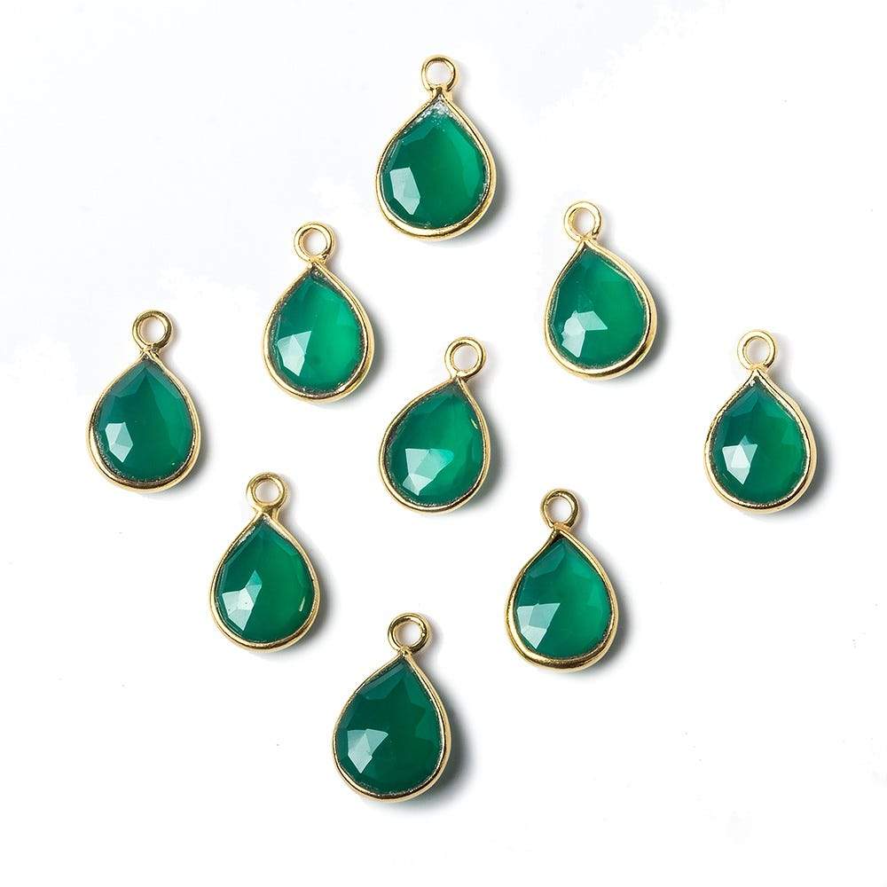10x7mm Vermeil Bezel Green Onyx faceted pear Petite Pendant 1 piece (ONLINE ORDER ONLY)
