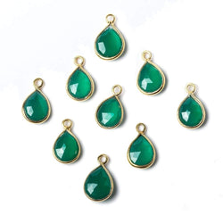 10x7mm Vermeil Bezel Green Onyx faceted pear Petite Pendant 1 piece (ONLINE ORDER ONLY)