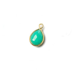 10x7mm Vermeil Bezel Mint Green Onyx faceted pear Petite Pendant 1 piece (ONLINE ORDER ONLY)