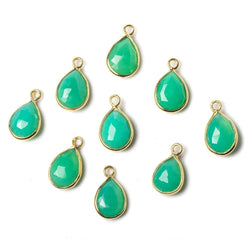 10x7mm Vermeil Bezel Mint Green Onyx faceted pear Petite Pendant 1 piece (ONLINE ORDER ONLY)