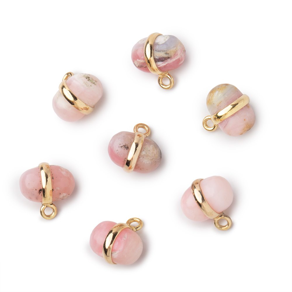 10x7mm Vermeil Bezel Pink Peruvian Opal Plain Oval Pendant 1 Focal piece (ONLINE ORDER ONLY)