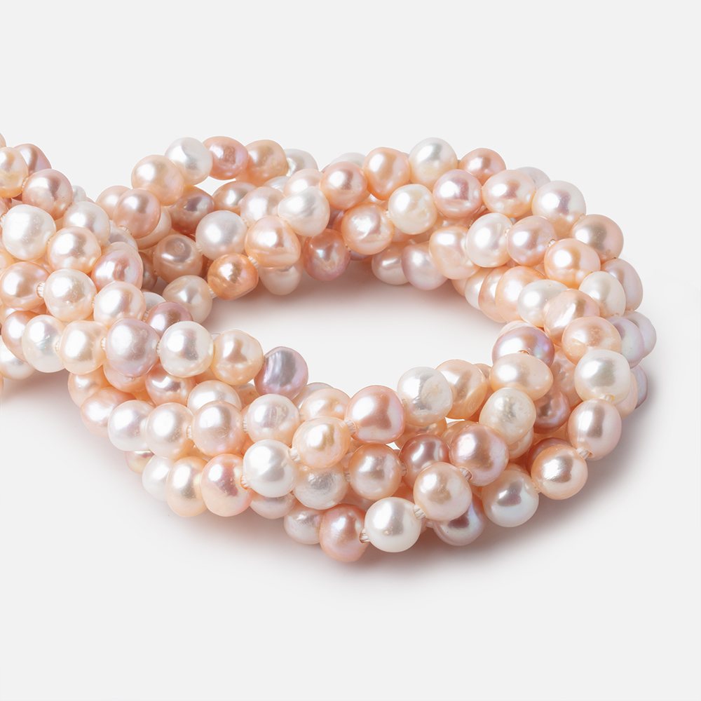 10x8-11x10mm Tri-Color Baroque 2.5mm Large Hole Pearls 15 inch 40 beads (ONLINE ORDER ONLY)