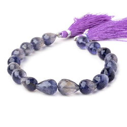 10x8-12x10mm Iolite straight drilled faceted tear drop Beads 8 inch 18 pieces (ONLINE ORDER ONLY)