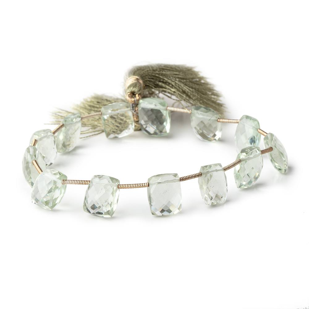 10x8-12x9mm Prasiolite Top Drilled Faceted Cushion Beads 8 inch 13 pieces (ONLINE ORDER ONLY)