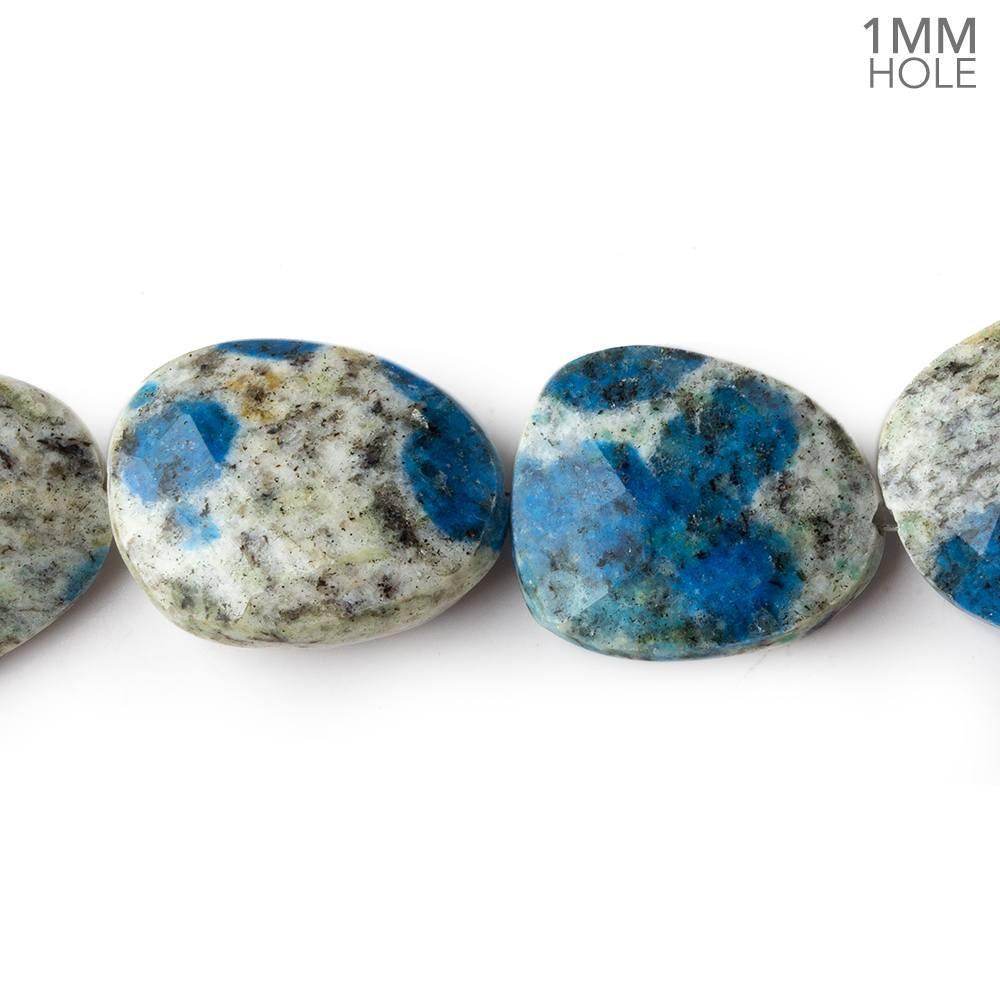 10x8-13x8mm  K2 Azurite Granite "K2 Jasper" faceted ovals 8 inch 16 beads 1mm large hole (ONLINE ORDER ONLY)