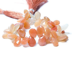 10x8-13x8mm Mango Orange Moonstone pear briolette 7.5 inch 49 Beads (ONLINE ORDER ONLY)