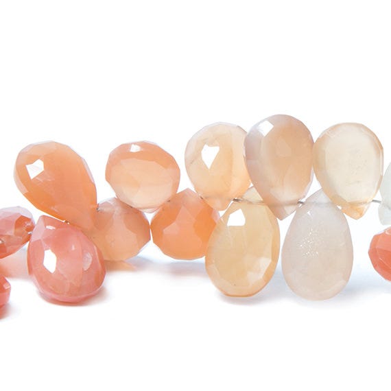 10x8-13x8mm Mango Orange Moonstone pear briolette 7.5 inch 49 Beads (ONLINE ORDER ONLY)
