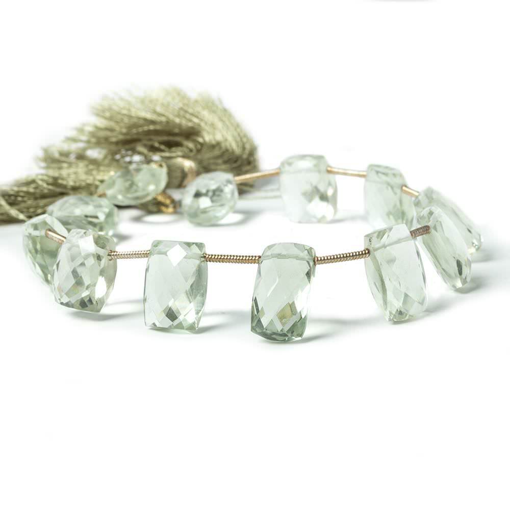 10x8mm-13x9mm Prasiolite Top Drilled Faceted Cushions 8 inch 13 pieces (ONLINE ORDER ONLY)