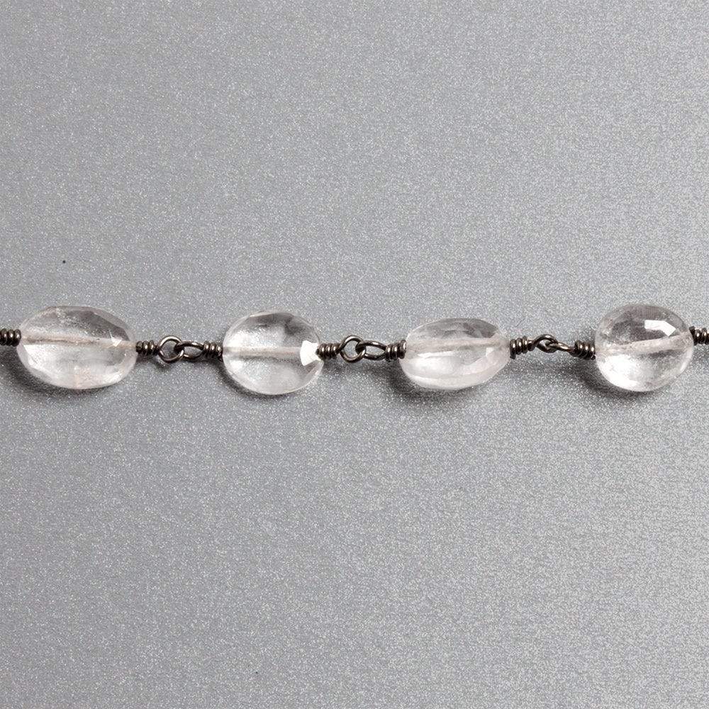 10x8mm Crystal Quartz faceted oval Black Gold plated Chain by the foot 18 beads (ONLINE ORDER ONLY)