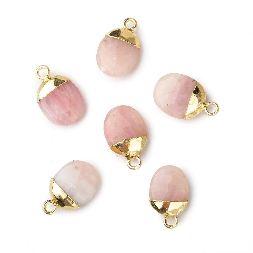 10x8mm Gold Leafed Pink Peruvian Opal Oval Pendant 1 piece (ONLINE ORDER ONLY)