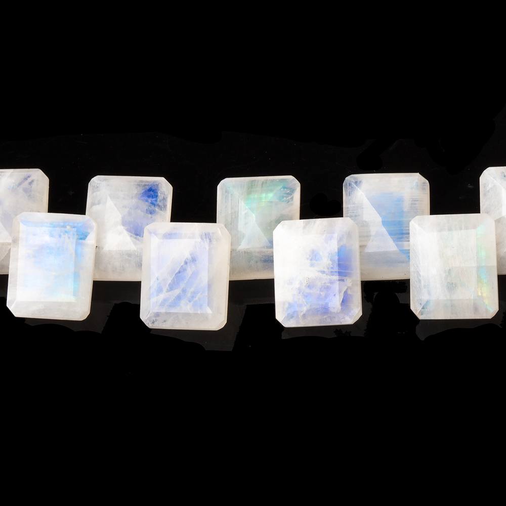 10x8mm Rainbow Moonstone Emerald Cut Rectangles 7.5 inch 30 Beads AA (ONLINE ORDER ONLY)