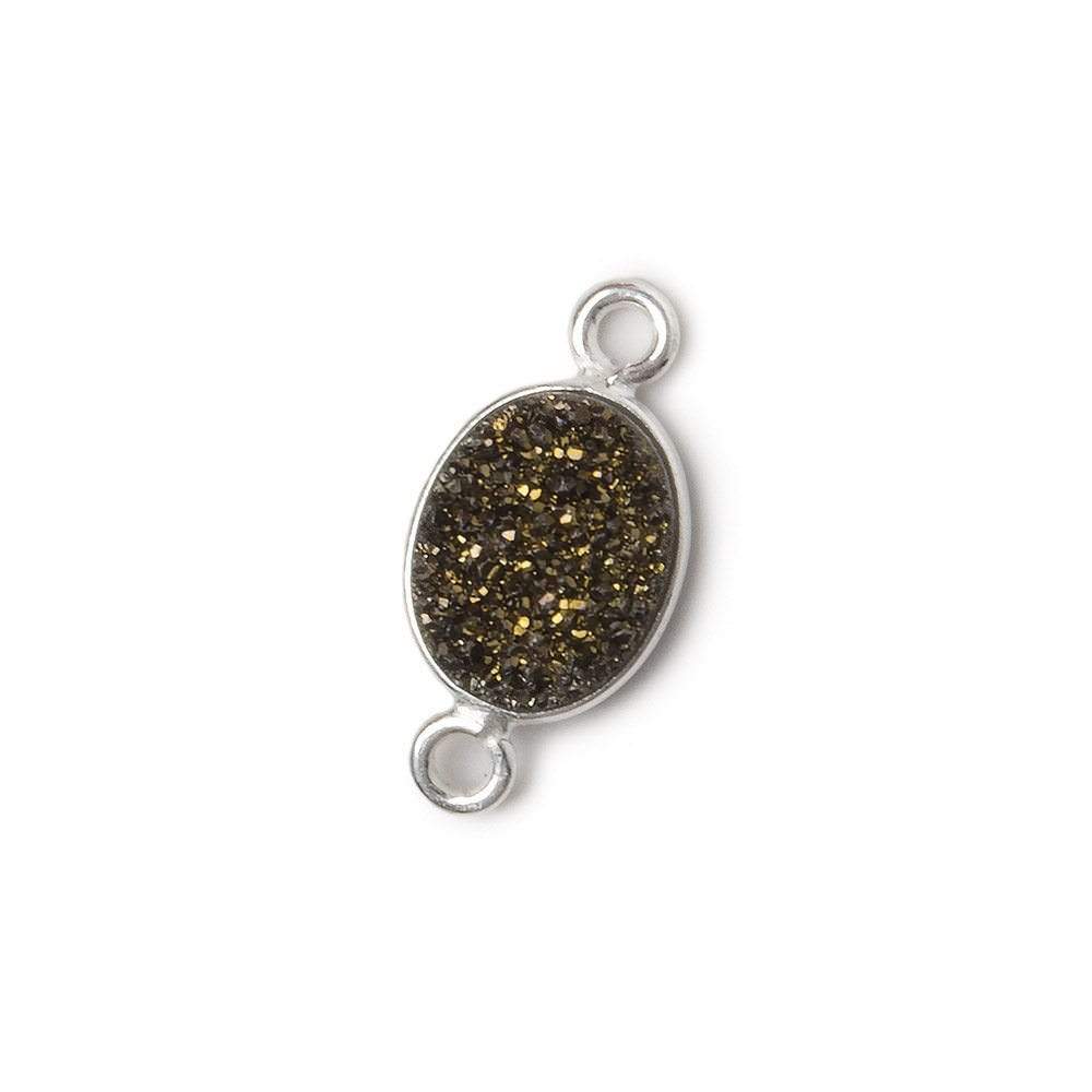 10x8mm Silver .925 Bezel Metallic Bronze Drusy Oval Connector 1 piece (ONLINE ORDER ONLY)