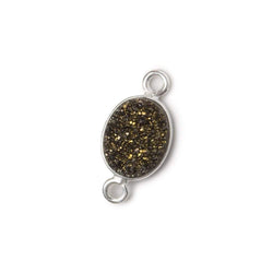 10x8mm Silver .925 Bezel Metallic Bronze Drusy Oval Connector 1 piece (ONLINE ORDER ONLY)