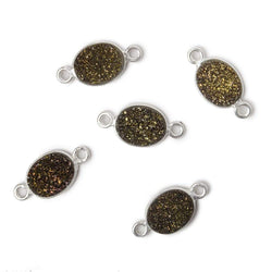 10x8mm Silver .925 Bezel Metallic Bronze Drusy Oval Connector 1 piece (ONLINE ORDER ONLY)