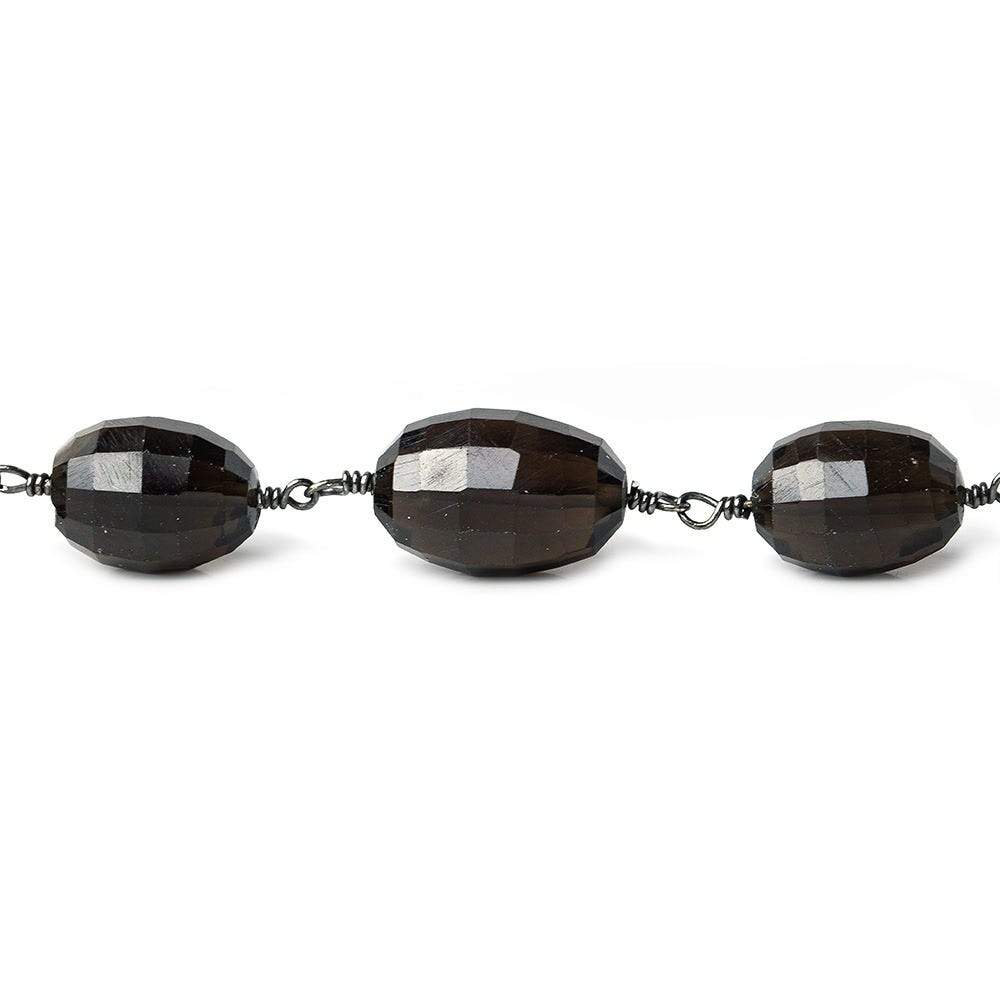 10x8mm Smoky Quartz faceted oval Black Gold plated Chain by the foot 18 pcs (ONLINE ORDER ONLY)