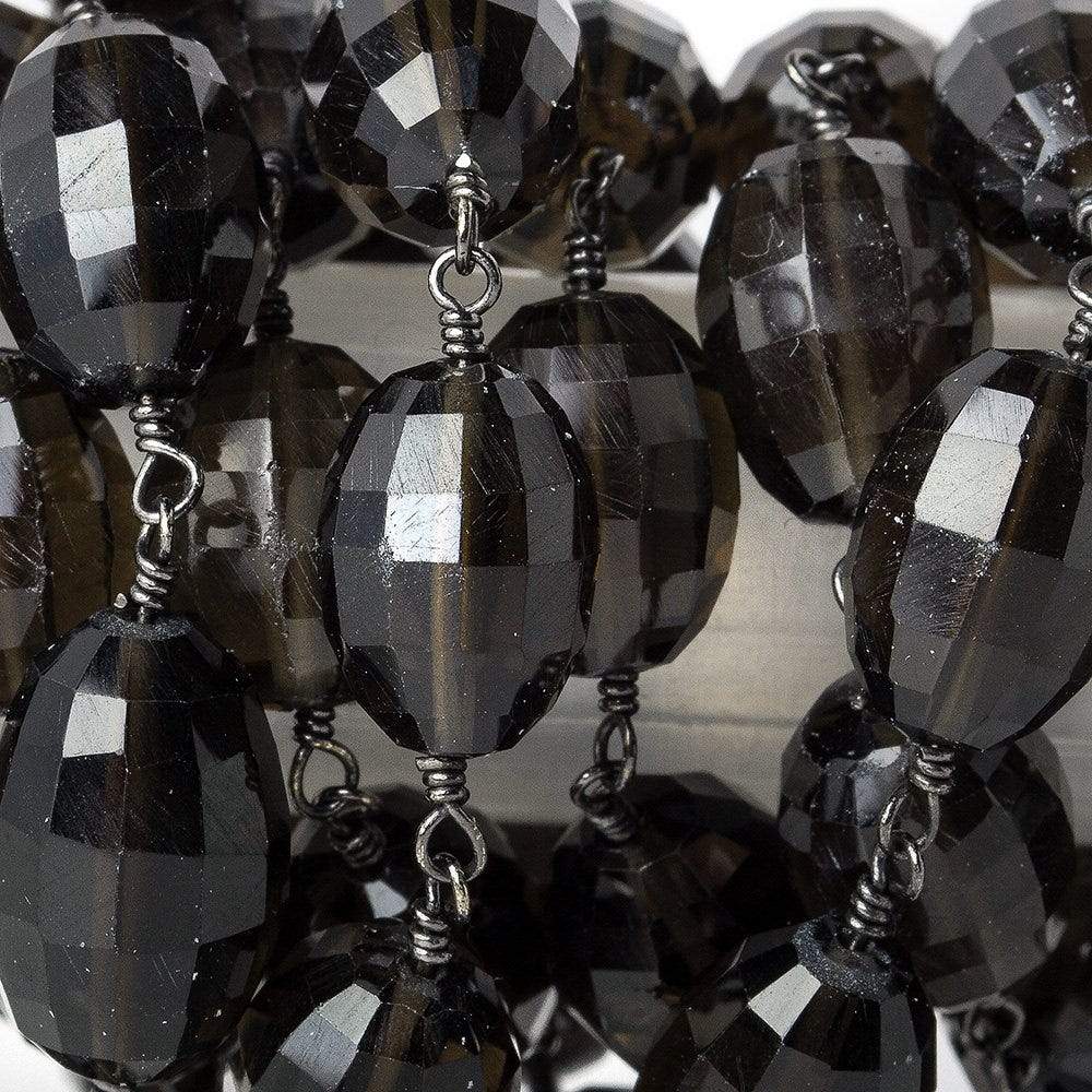 10x8mm Smoky Quartz faceted oval Black Gold plated Chain by the foot 18 pcs (ONLINE ORDER ONLY)
