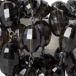 10x8mm Smoky Quartz faceted oval Black Gold plated Chain by the foot 18 pcs (ONLINE ORDER ONLY)