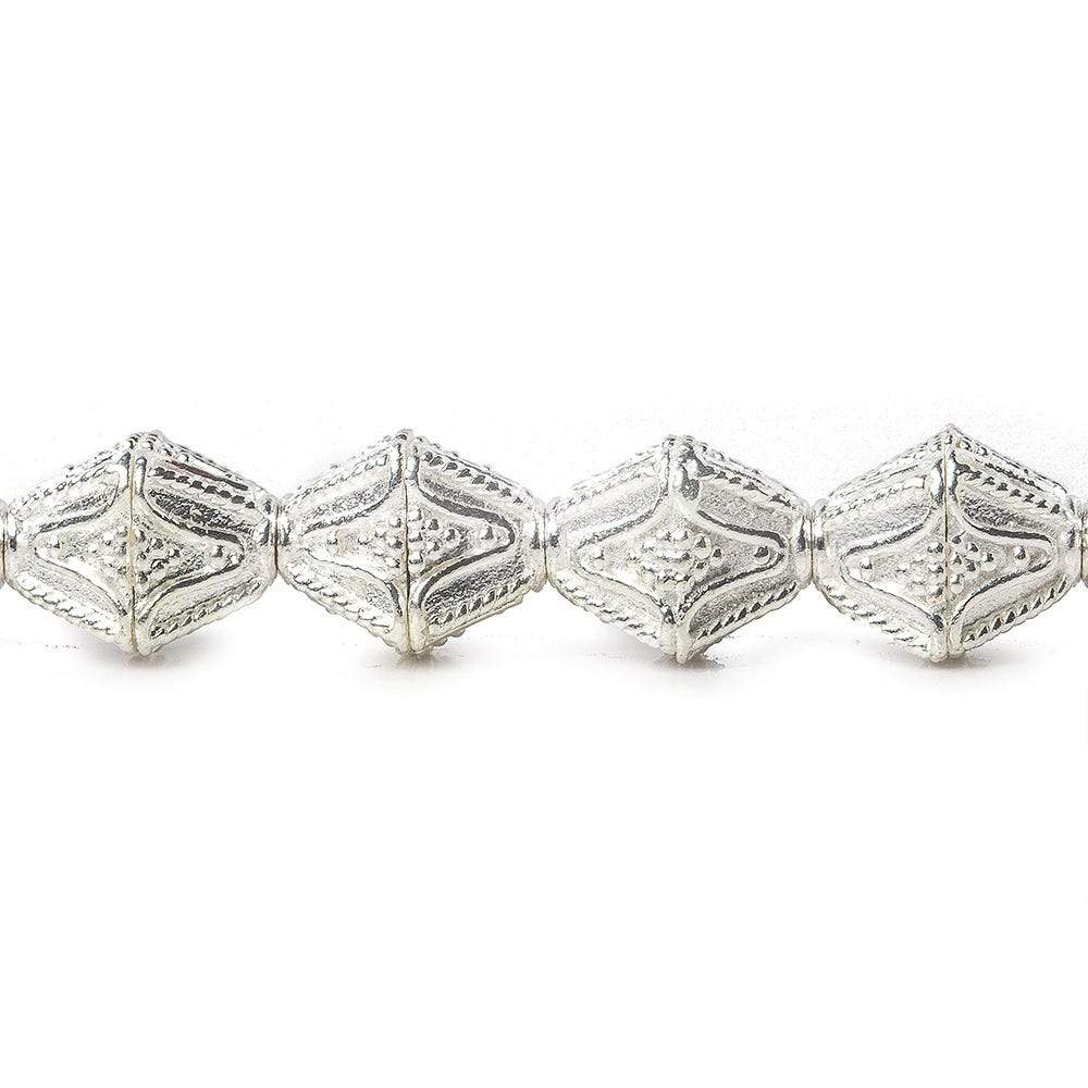 10x8mm Sterling Silver Plated Copper Granulated Design Bicone 8 inch 20 pcs (ONLINE ORDER ONLY)