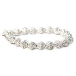 10x8mm Sterling Silver Plated Copper Granulated Design Bicone 8 inch 20 pcs (ONLINE ORDER ONLY)
