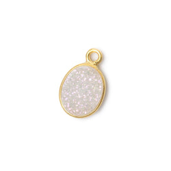 10x8mm Vermeil Bezel Mystic Pearl White Drusy Oval Pendant 1 piece (ONLINE ORDER ONLY)