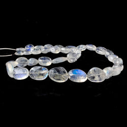 10x8x4-21x12x8mm Rainbow Moonstone carved petal divot nuggets 19 inches 37 beads AAA (ONLINE ORDER ONLY)