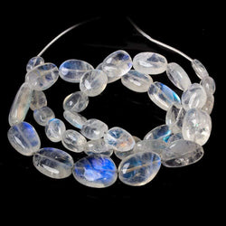 10x8x4-21x12x8mm Rainbow Moonstone carved petal divot nuggets 19 inches 37 beads AAA (ONLINE ORDER ONLY)