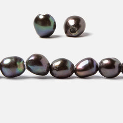 10x9-11x10mm Dark Peacock Baroque 2.5mm large hole Pearls 15 in. 37 pcs (ONLINE ORDER ONLY)