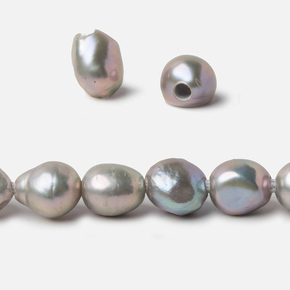 10x9-11x9mm Warm Silver 2.5mm Large Hole Baroque Freshwater Pearls 15 inch 30 pcs (ONLINE ORDER ONLY)