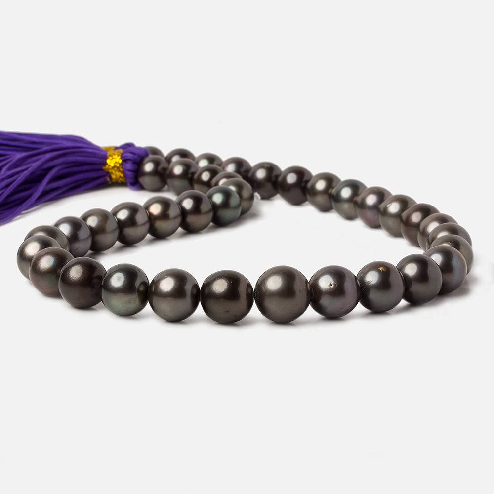 10x9.5-12.5x12.5mm Dark Grey Tahitian Round Saltwater Pearls 16 inch 37 pieces A (ONLINE ORDER ONLY)