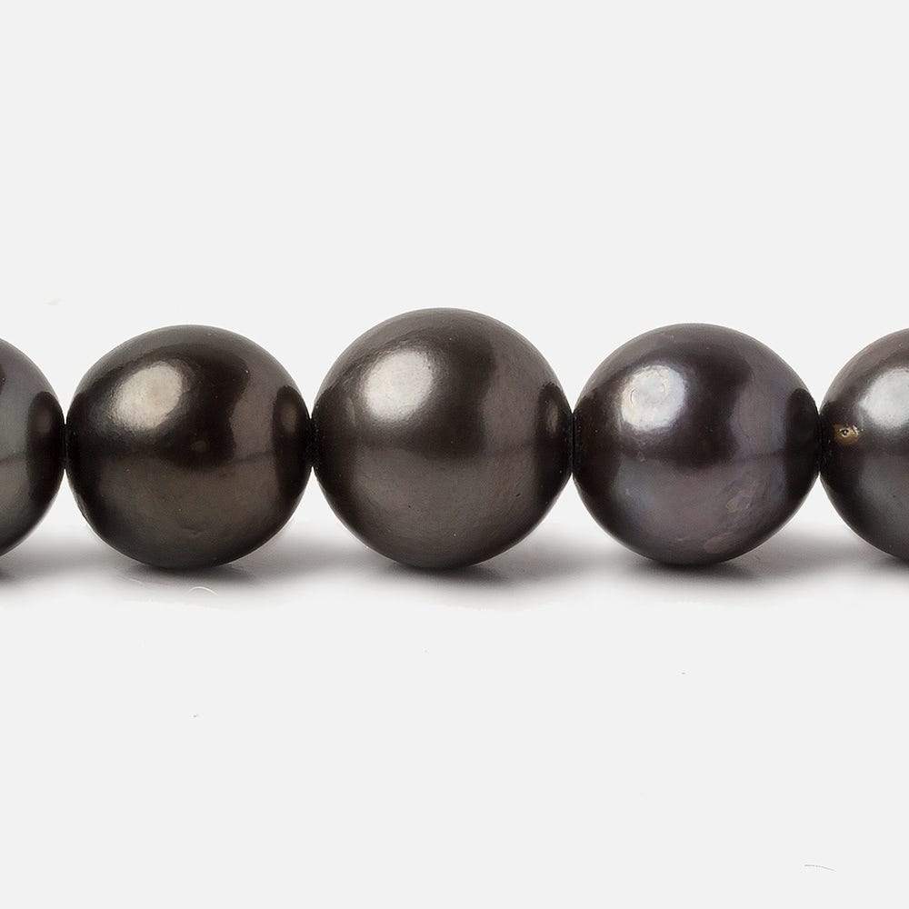 10x9.5-12.5x12.5mm Dark Grey Tahitian Round Saltwater Pearls 16 inch 37 pieces A (ONLINE ORDER ONLY)