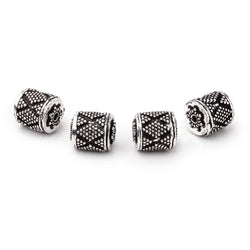 10x9mm Antiqued Silver Plated Copper Miligrain Tube Set of 4 Beads (ONLINE ORDER ONLY)
