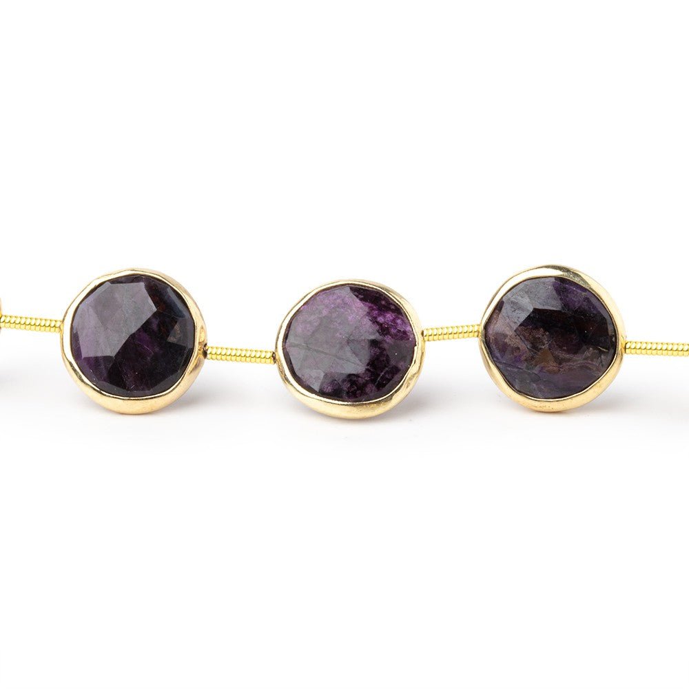11-12mm Vermeil Bezel Sugilite Faceted Coins 6.5 inch 10 Beads (ONLINE ORDER ONLY)