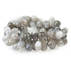8x11-9x13mm Platinum Gray Moonstone Faceted Tear Drop Beads 8 inch 59 pieces (ONLINE ORDER ONLY)