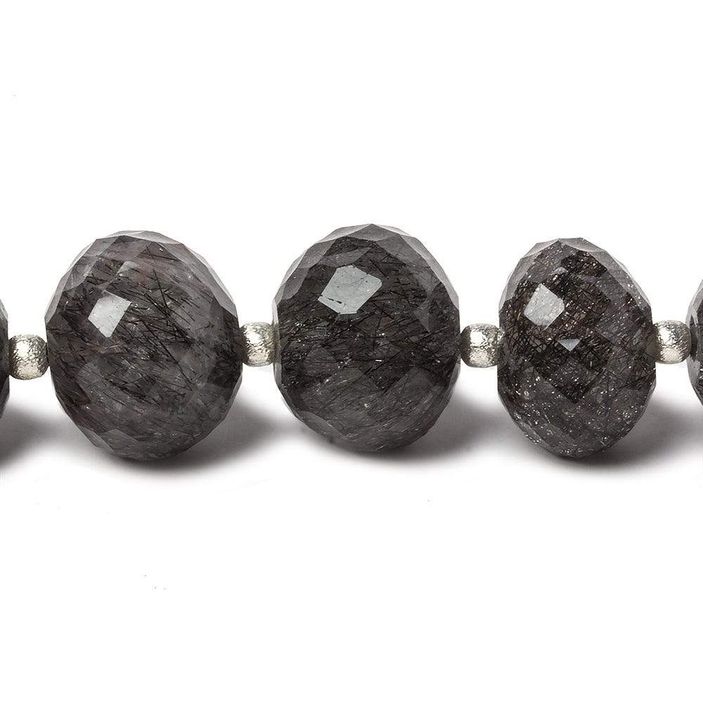 11-13mm Tourmalinated Quartz Large Hole concave faceted rondelles 4.5 inch 8 beads (ONLINE ORDER ONLY)