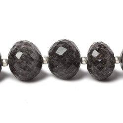 11-13mm Tourmalinated Quartz Large Hole concave faceted rondelles 4.5 inch 8 beads (ONLINE ORDER ONLY)