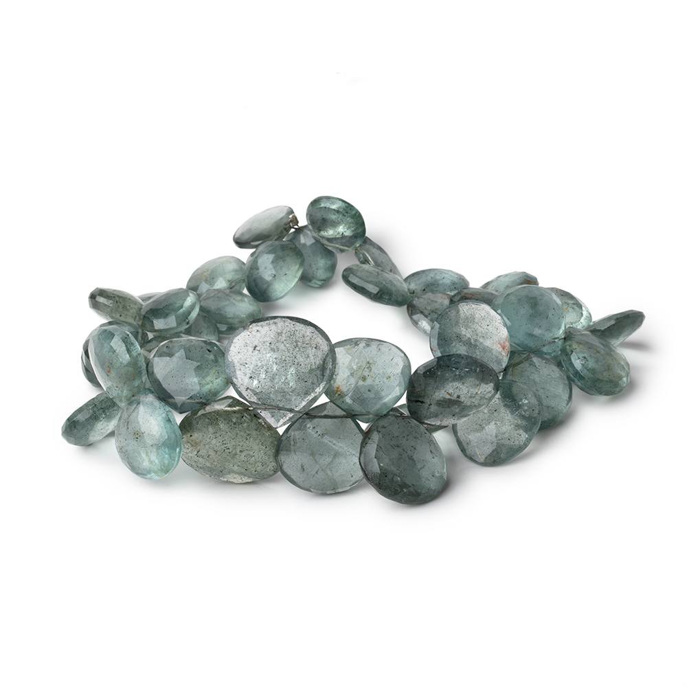 11-17mm Moss Aquamarine Faceted Heart Beads 9 inch 39 pieces (ONLINE ORDER ONLY)