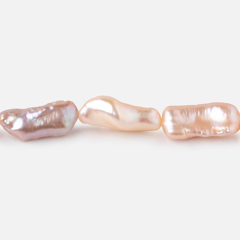 11-18mm Peach Straight Drill Biwa Freshwater Pearls 16 inch 27 Beads (ONLINE ORDER ONLY)