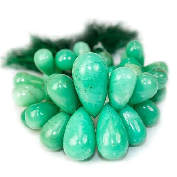 11-24mm Chrysoprase Plain Tear Drop Beads 5.5 inch 38 pieces (ONLINE ORDER ONLY)