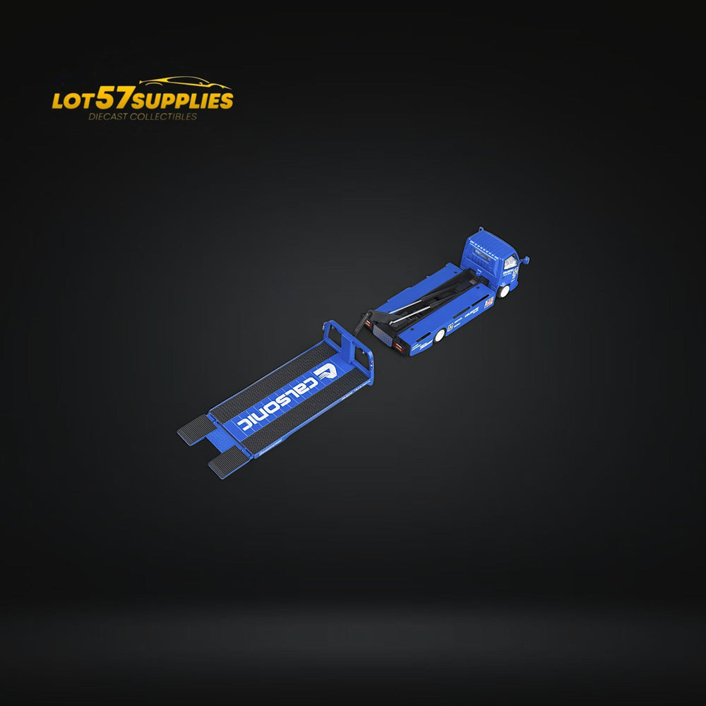 MicroTurbo HINO 300 Custom Truck Flatbed  Blue Calsonic Livery 1:64 (ONLINE ORDER ONLY)