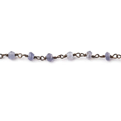 3mm Iolite faceted rondelle Black Gold Chain by the foot 36 pieces